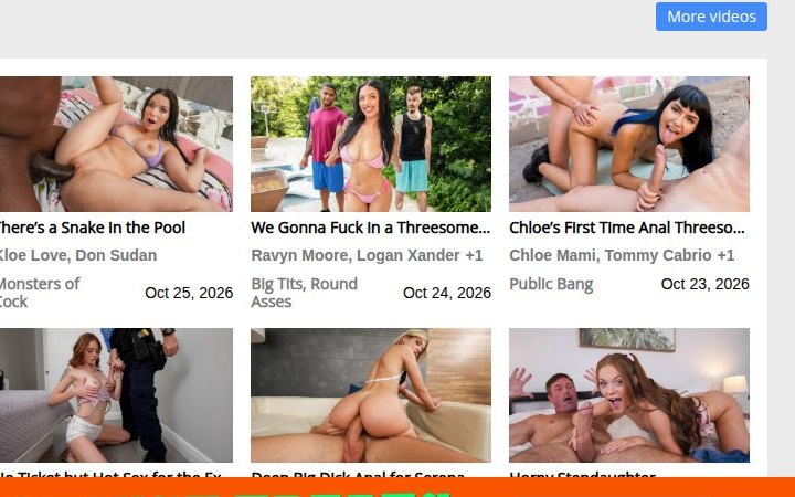 Vignettes BangBros avec titres et noms de studios